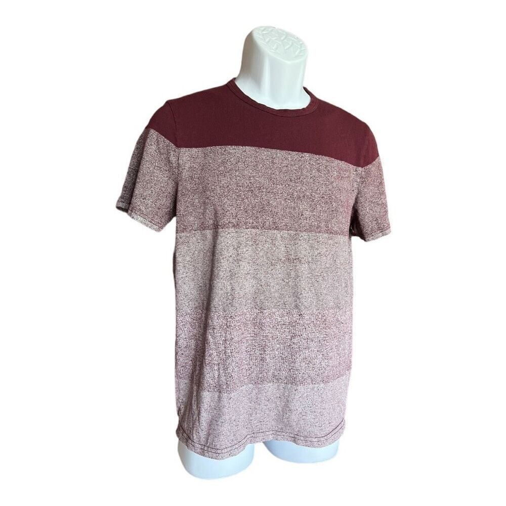 Mens Express Burgundy Ombre Cotton Crew Neck Tee Shirt - Sz S